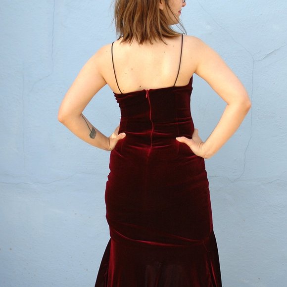 Red Velvet Mermaid Dress, Small - Picture 3 of 3